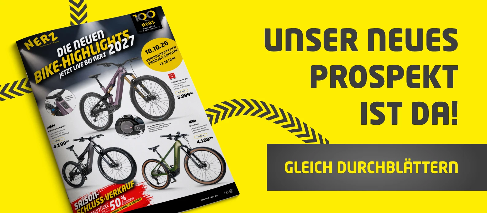 Jubiläums-Lagerverkauf: Fahrrad-Nerz-Prospekt September 2026 Jubiläums-Lagerverkauf: Fahrrad-Nerz-Prospekt September 2026